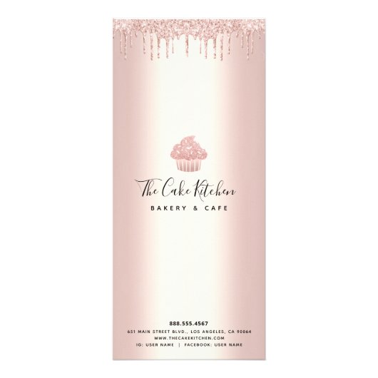 Roos Gold Glitter Bakery Cupcake Pastry Chef Menu (Achterkant)