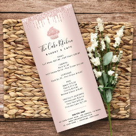Roos Gold Glitter Bakery Cupcake Pastry Chef Menu