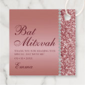 Roos Gold Glitter Bat Mitzvah Bedankjes Labels (Achterkant)