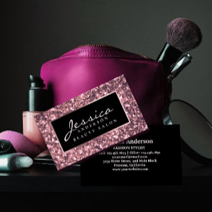 Roos Gold Glitter Beauty Salon Visitekaartje