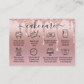 Roos Gold Glitter Bedankt Cake Care Instructions Visitekaartje (Voorkant)