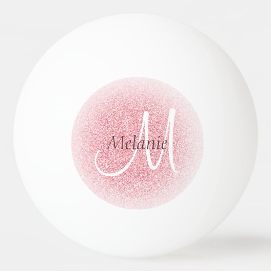 Roos Gold Glitter Bekijk het witte monogram Initia Pingpongballen (Voorkant)