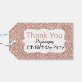 Roos Gold Glitter Birthday Hartelijk dank Cadeaulabel (Achterkant Horizontaal)