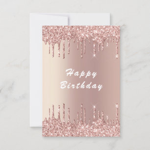 Roos Gold Glitter Birthday Kaart - Gepersonaliseer