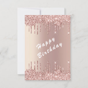 Roos Gold Glitter Birthday Kaart - op maat gemaakt