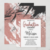 Roos Gold Glitter Black Afstuderen penseelstreek Kaart (Voorkant / Achterkant)