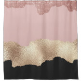 Roos Gold Glitter Black Pink Abstract Girly Art Douchegordijn (Voorkant)