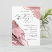 Roos Gold Glitter Black Script Luxury Wedding Invi Kaart (Staand voorkant)