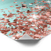 Roos Gold Glitter Bleek Turquoise Vrijgezellenfees Poster (Hoek)