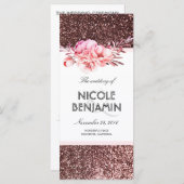 Roos Gold Glitter Bloemen Trouwprogramma's Programma (Voorkant / Achterkant)