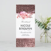 Roos Gold Glitter Bloemen Trouwprogramma's Programma (Staand voorkant)