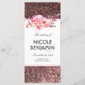 Roos Gold Glitter Bloemen Trouwprogramma's Programma (Voorkant)