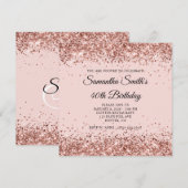 Roos Gold Glitter Blush 40e Verjaardag Kaart (Voorkant / Achterkant)