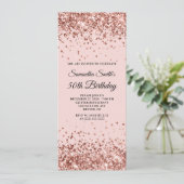 Roos Gold Glitter Blush 50e Verjaardag Kaart (Staand voorkant)