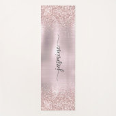 Roos Gold Glitter Blush Metallic Monogram script Yogamat (Voorkant)