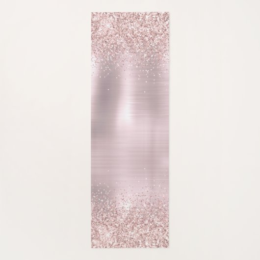 Roos Gold Glitter Blush Metallic Monogram script Yogamat (Achterkant)