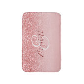 Roos Gold Glitter Blush Ombre Monogram Badmat (Voorkant Verticaal)