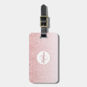 Roos Gold Glitter Blush Pink Monogram Bagagelabel (Voorkant verticaal)