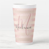 Roos Gold Glitter Blush Pink Monogram Script Girly Latte Mok (Voorkant)