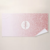 Roos Gold Glitter Blush Pink Ombre Monogram Badhanddoek (Badhanddoek)