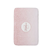 Roos Gold Glitter Blush Pink Ombre Monogram Badmat (Voorkant Verticaal)