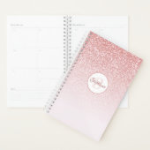 Roos Gold Glitter Blush Pink Ombre Monogram Planner (Display)