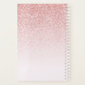 Roos Gold Glitter Blush Pink Ombre Monogram Planner (Achterkant)