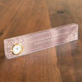 Roos Gold Glitter | Blush Pink Sparkle Glitter Naambordje (Zijkant)