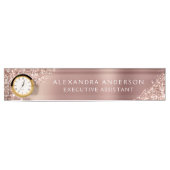 Roos Gold Glitter | Blush Pink Sparkle Glitter Naambordje (Voorkant)