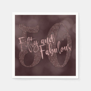 Roos Gold Glitter & Bokeh 50 & Fabulous Typografie Servet