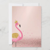 Roos Gold Glitter Bokeh, Roze Flamingo Baby shower Kaart (Achterkant)