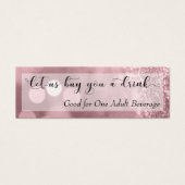 Roos Gold Glitter Bokeh Script Mini Drink Ticket Visitekaartjes (Voorkant)