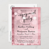 Roos Gold Glitter Bokeh Verlovingsfeest Uitnodiging Briefkaart (Voorkant / Achterkant)