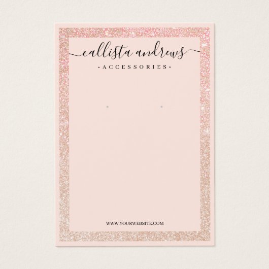 Roos Gold Glitter Border Cursive Earning Display Visitekaartje (Voorkant)