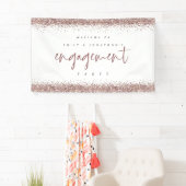 Roos Gold Glitter Borders Welkom Engagement Party Spandoek (Insitu)
