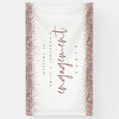 Roos Gold Glitter Borders Welkom Engagement Party Spandoek (Verticaal)