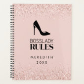 Roos Gold Glitter Boss Lady Logo Blush Planner (Voorkant)