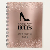 Roos Gold Glitter Boss Lady Stiletto Logo Planner (Voorkant)