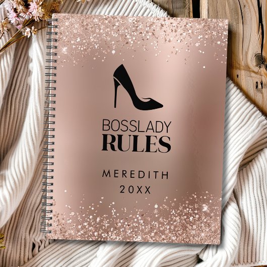 Roos Gold Glitter Boss Lady Stiletto Logo Planner