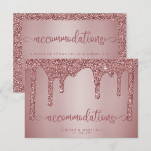 Roos Gold Glitter Bruiloft Accommodaties Informatiekaartje
