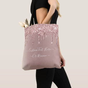 Roos Gold Glitter Canvas tas met aangepaste tekst