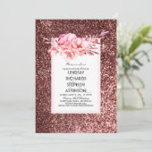 Roos Gold Glitter Chic  Engagement Party Kaart (Staand voorkant)