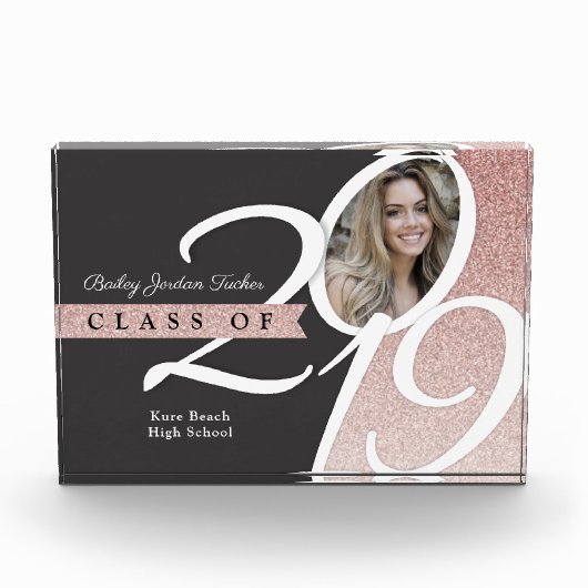 Roos Gold Glitter Class of 2019 Afstuderen Fotoblokken (Voorkant)