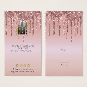 Roos Gold Glitter Clothing Price label met logo Visitekaartje
