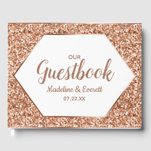 Roos Gold Glitter Confetti Glam Weddenschap Gastenboek