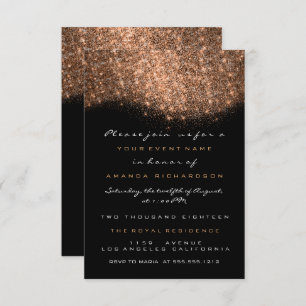 Roos Gold Glitter Copper Black Formele uitnodiging