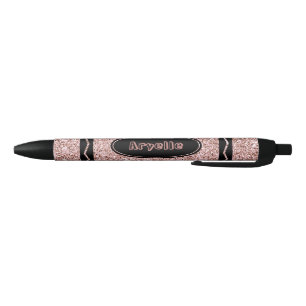 Roos Gold Glitter Crayon Aangepaste naam drukknopp Rode Inkt Pen
