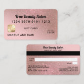 Roos Gold Glitter Credit Kaart Cadeaubon Visitekaartje (Voorkant / Achterkant)