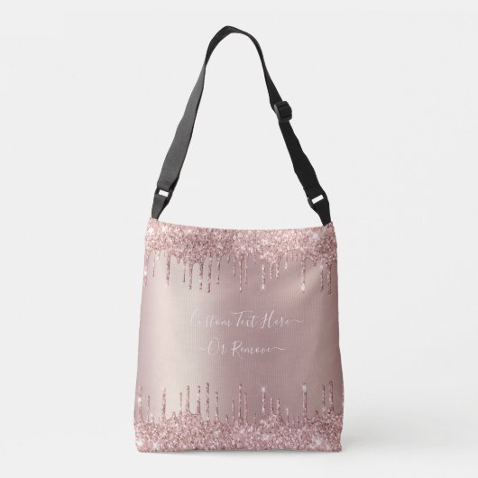 Roos Gold Glitter Crossbody Bag met aangepaste tek Crossbody Tas (Achterkant)