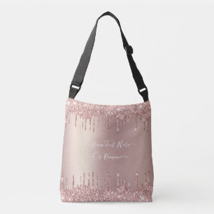 Roos Gold Glitter Crossbody Bag met aangepaste tek Tas